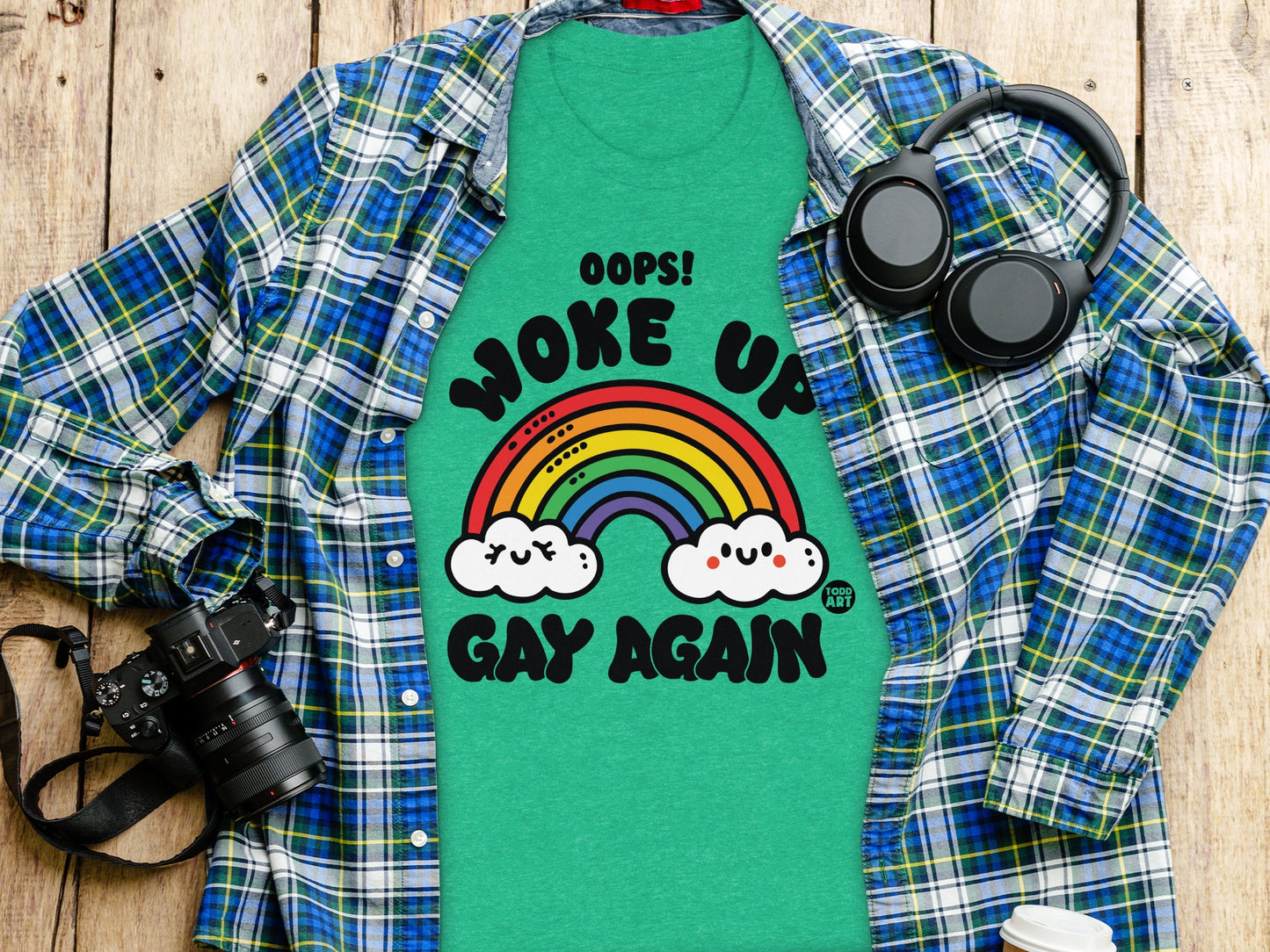 Oops Woke Up Gay Again Funny Rainbow Shirt product
