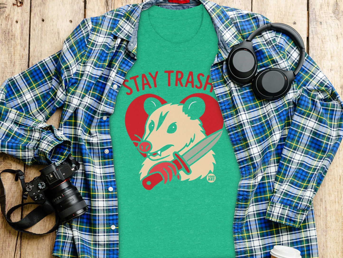 Stay Trash Opossum Graphic Tee Shirt Unique Design