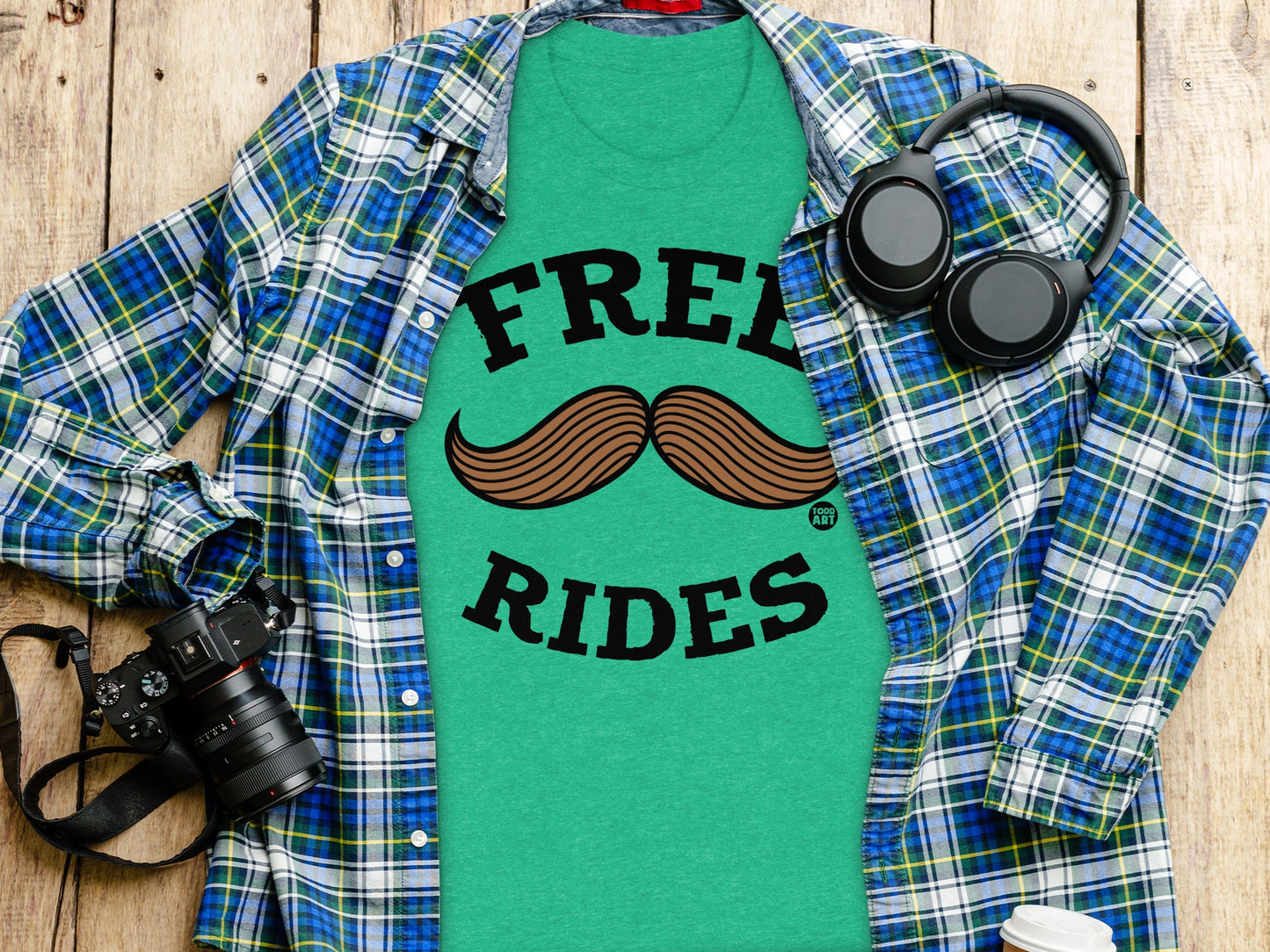 Fun Free Rides Mustache Graphic T-Shirt product type