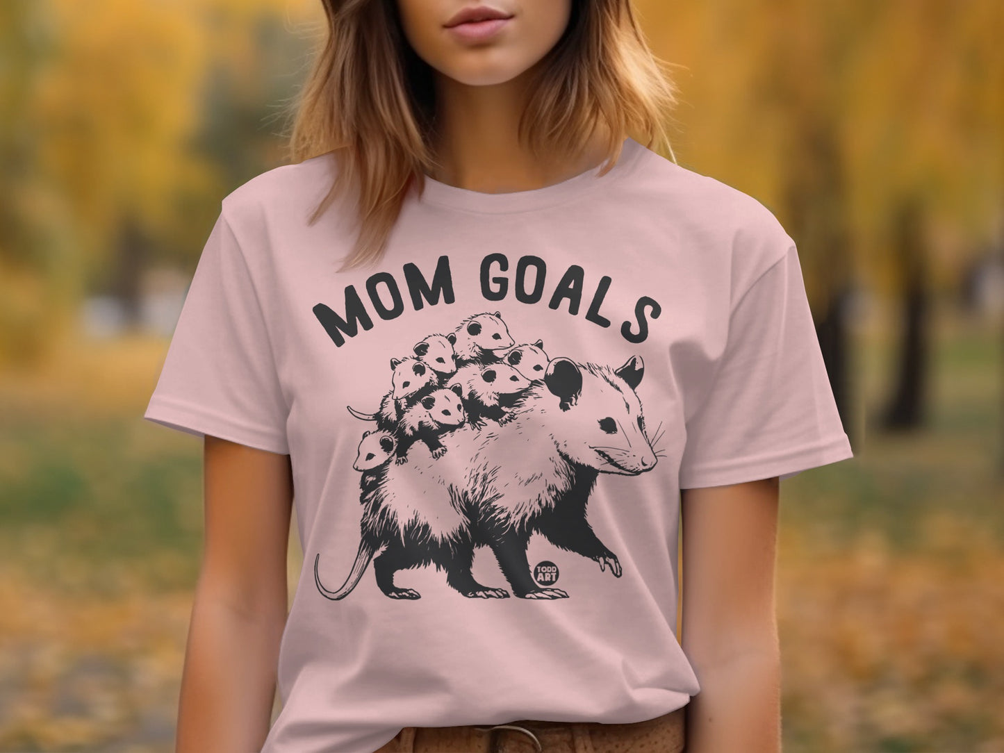 Mom Goals Adorable Opossum and Babies Graphic Tee
