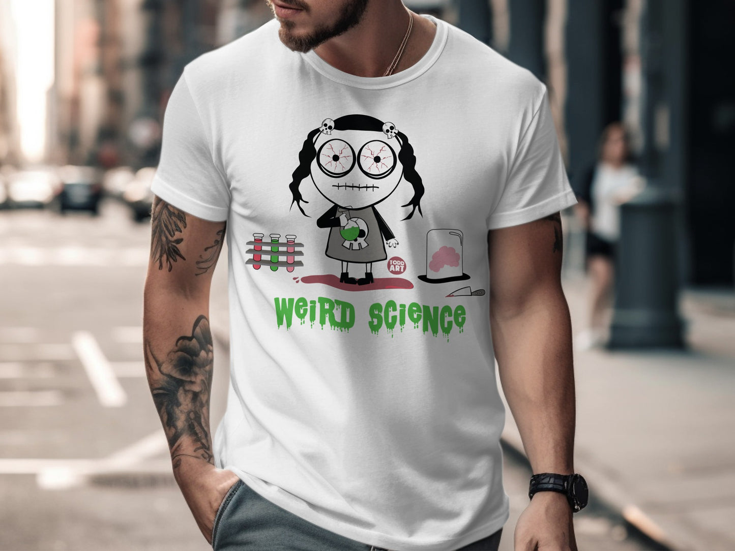 Weird Science Cartoon Character Graphic T-shirt