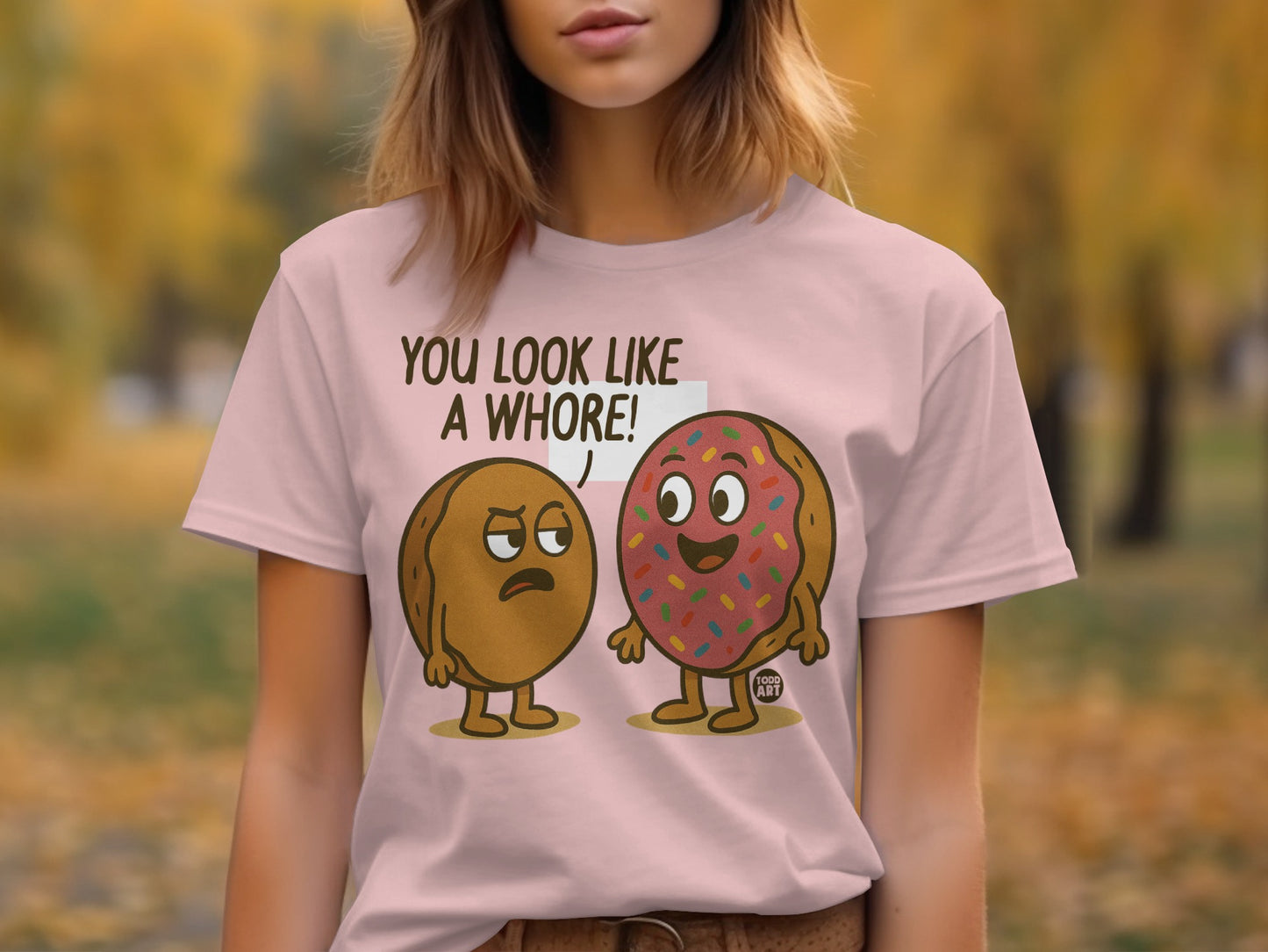 Funny Donut and Bagel Cartoon Graphic T-Shirt product