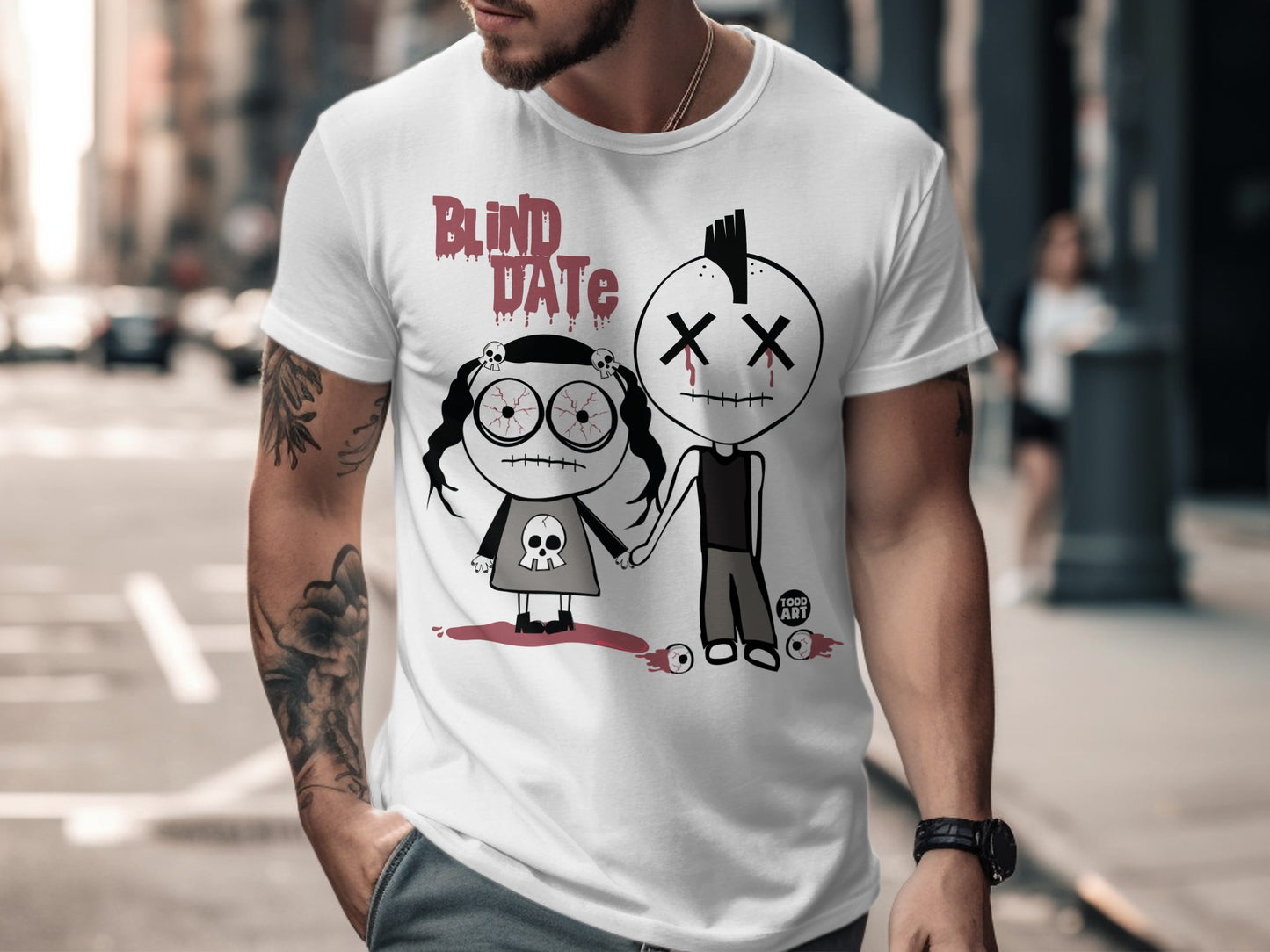 Blind Date Couple Walking Graphic T-Shirt