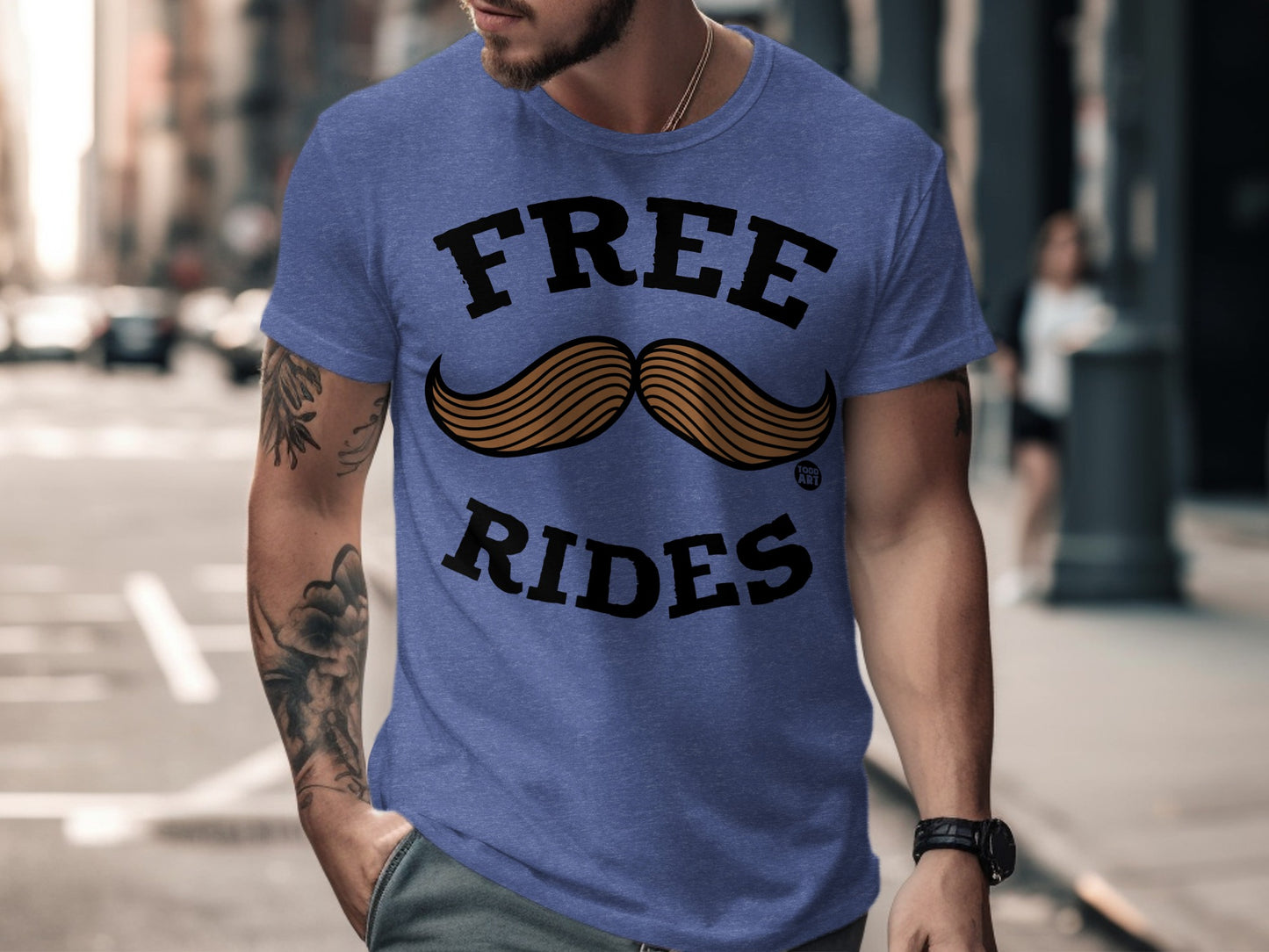 Funny Mustache Free Rides Graphic Design T-shirt product