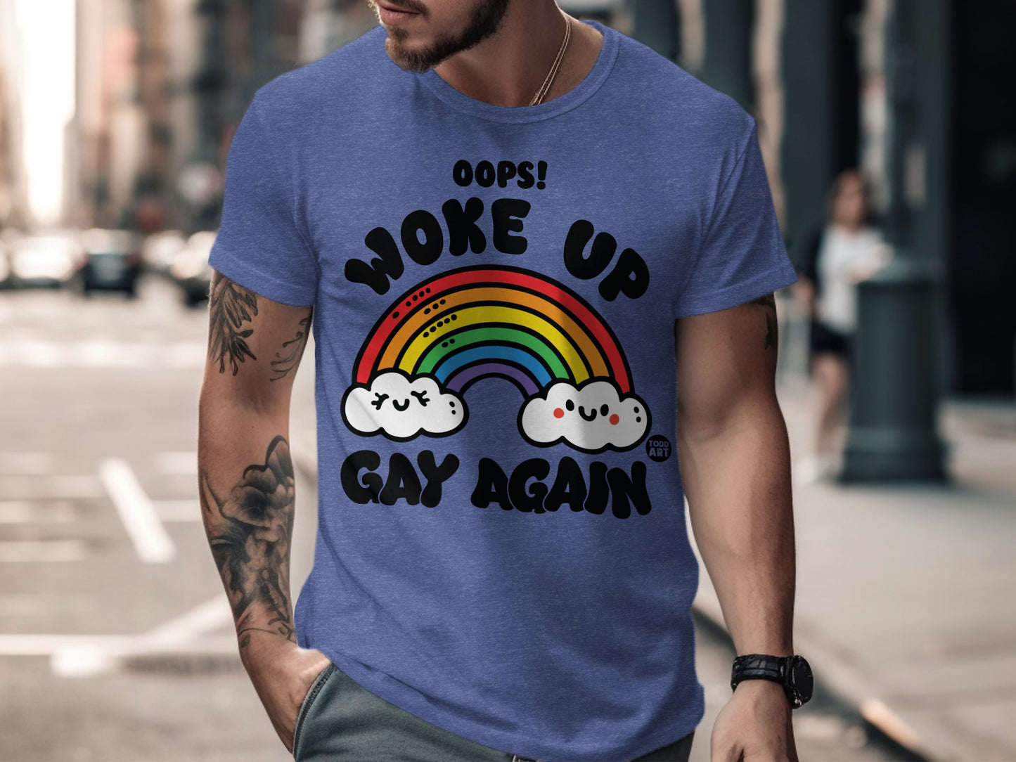 Woke Up Gay Again Rainbow Graphic T-Shirt product