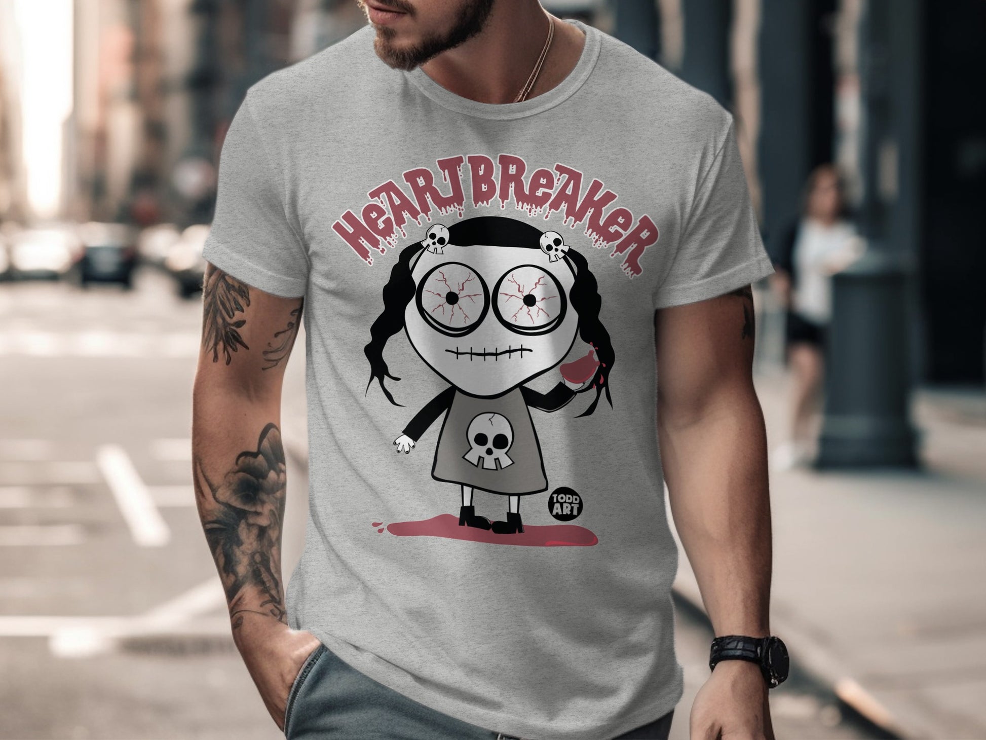 Heartbreaker Creepy Doll Skull Graphic T-shirt