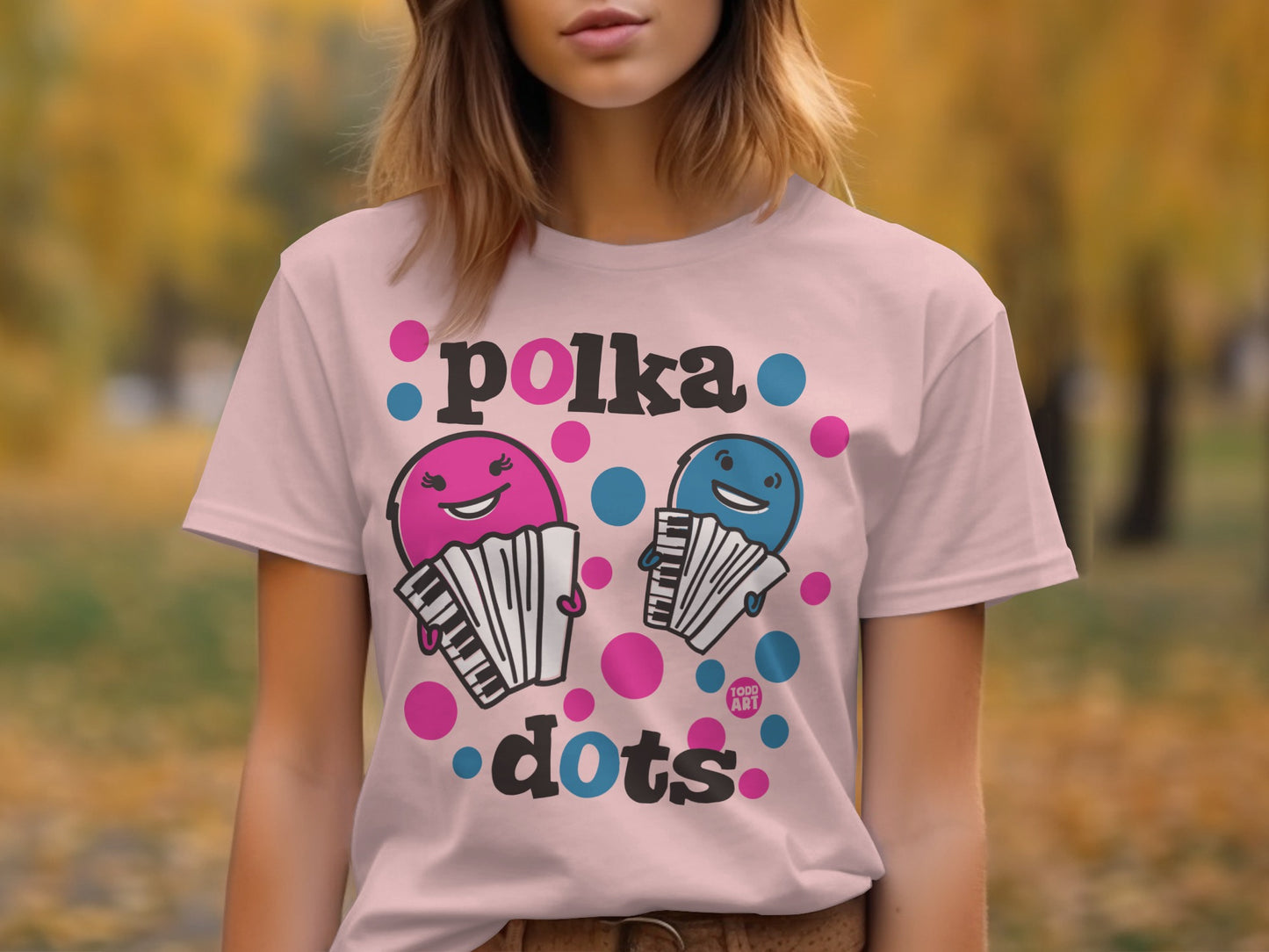 Fun Polka Dots Accordion Pink and Blue T-shirt product