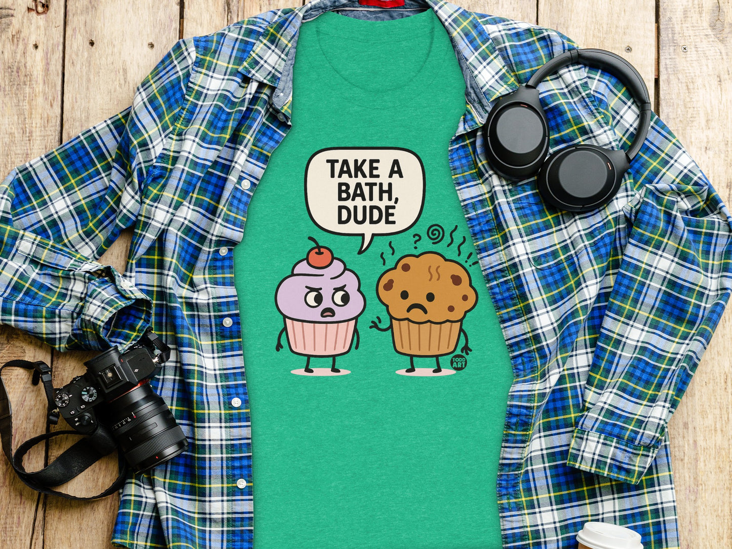 Funny Cupcake and Muffin Graphic Print T-Shirt product