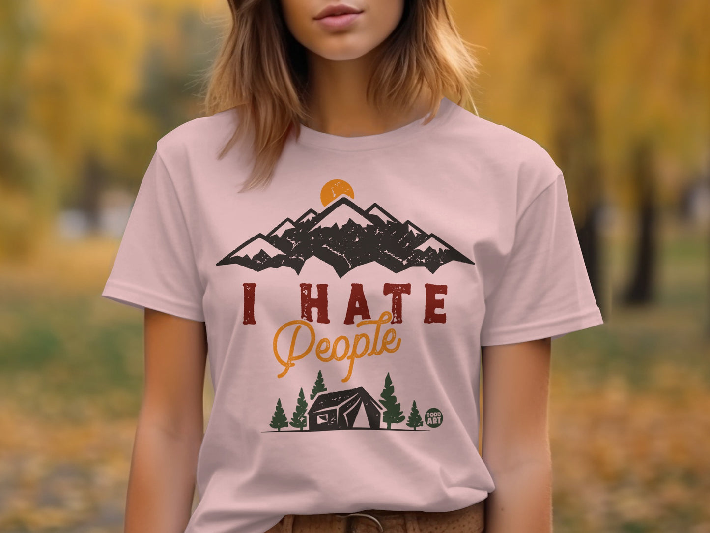 I Hate People Graphic Mountains Camping T-Shirt product