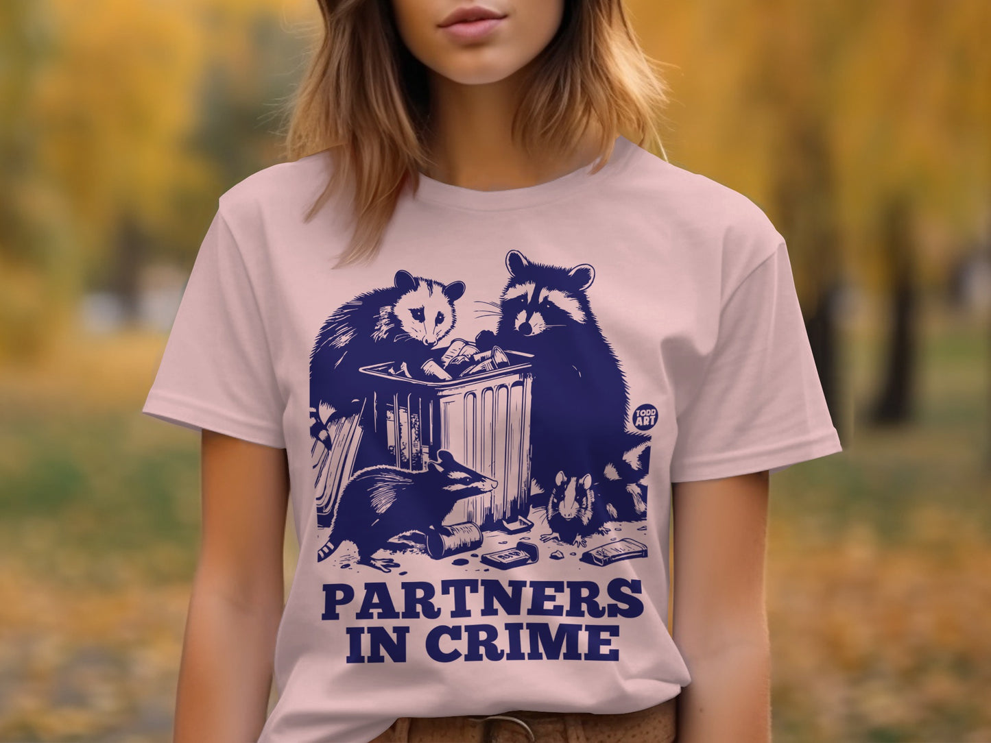 Funny Partners in Crime Raccoon and Opossum Tee
