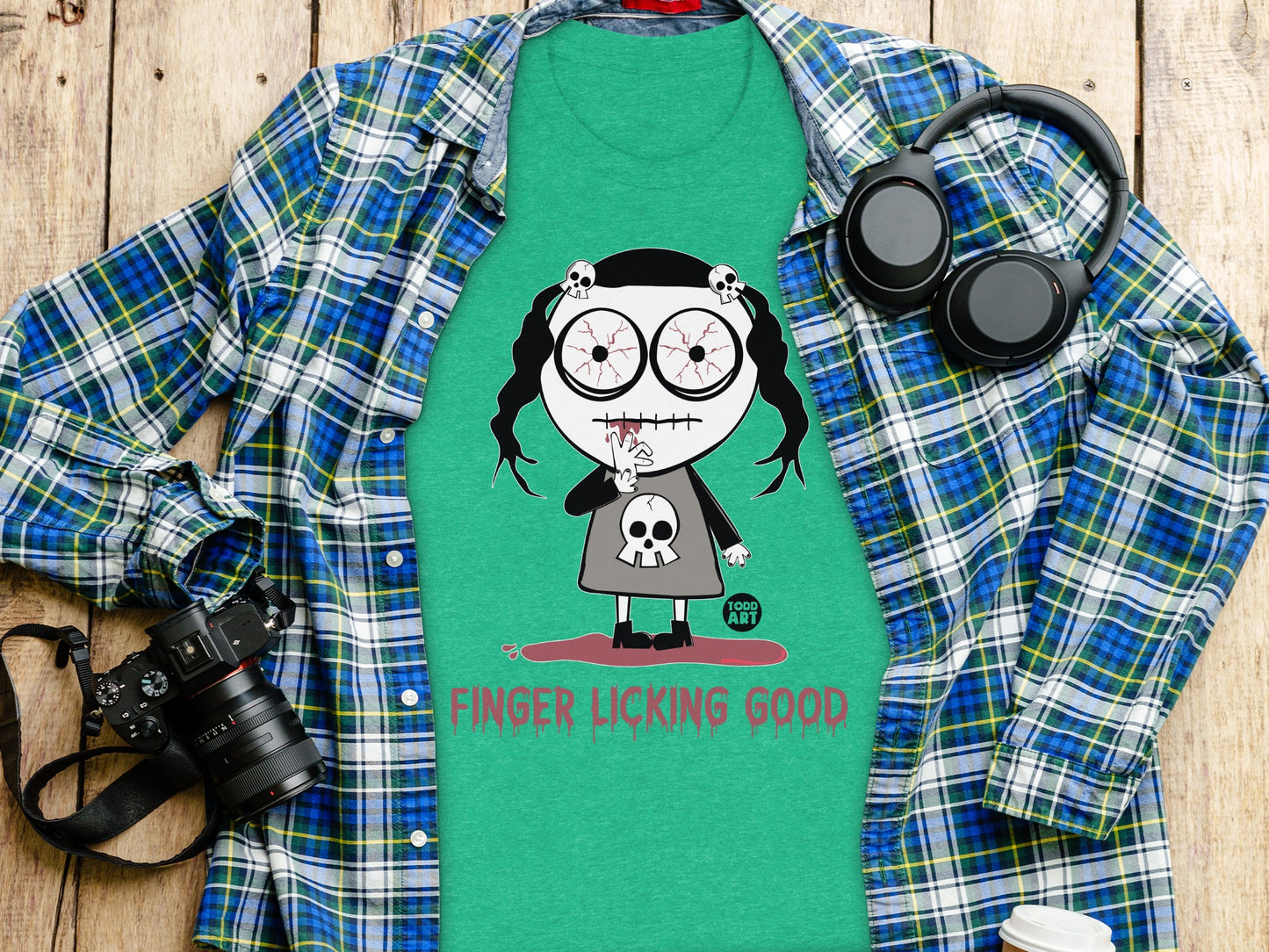 Finger Licking Good Skeleton Girl Shirt for Halloween