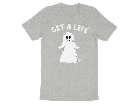 Get A Life Sad Ghost Graphic Grey Unisex Tee Shirt Product