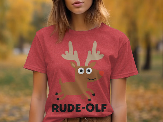 Festive Rude-Olf Graphic Tee Adds Humor to Holidays