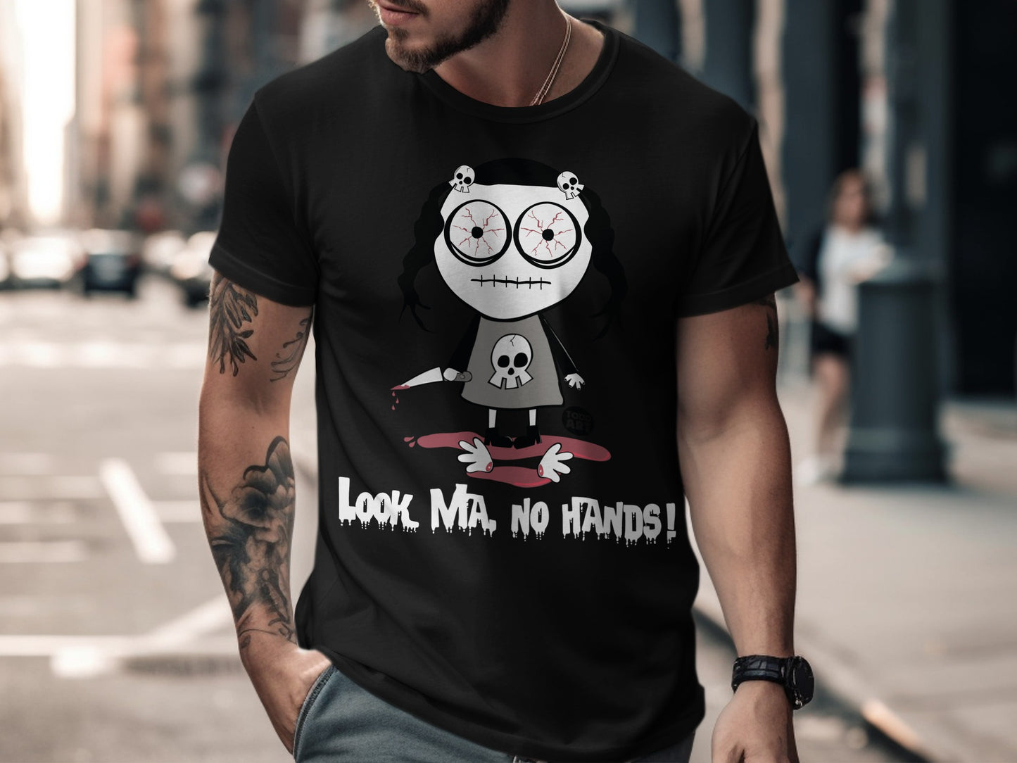 Look Ma No Hands Creepy Doll Character T-shirt
