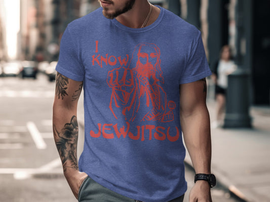 I Know Jewjitsu Graphic Tee Blue Casual product