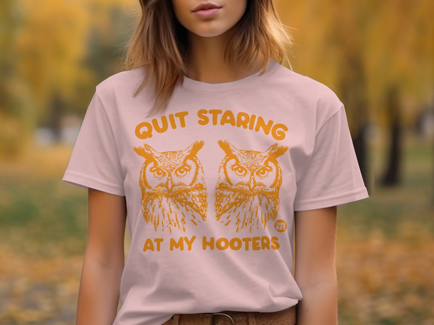 Quit Staring at My Hooters Owl Graphic Shirt Product
