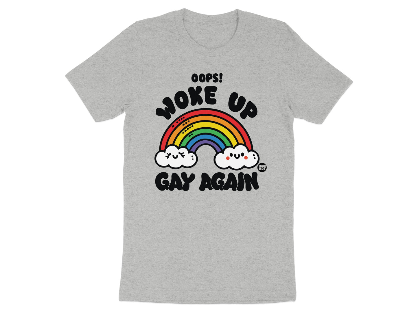 Oops Woke Up Gay Again Rainbow Cloud T-Shirt product type