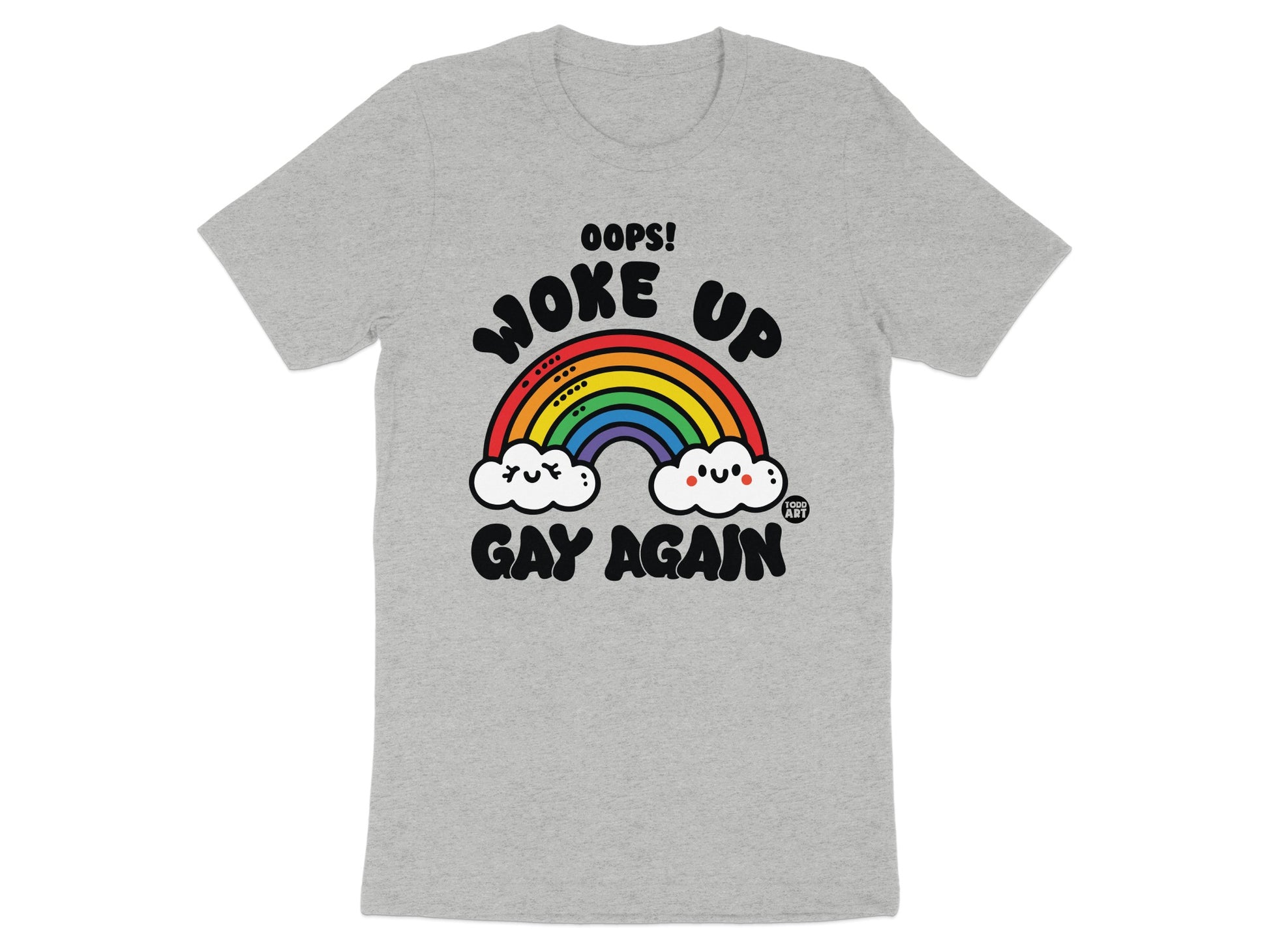 Oops Woke Up Gay Again Rainbow Cloud T-Shirt product type
