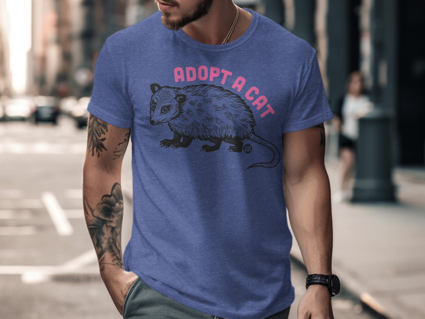 Adopt A Cat Graphic Tee with Unique Animal Print